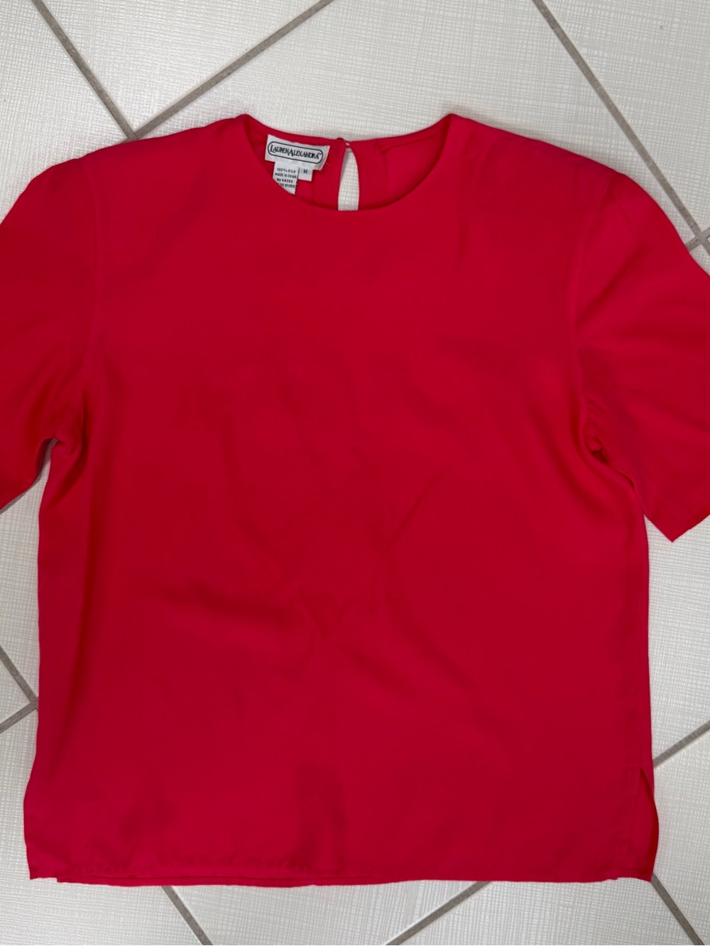 Lauren Alexandra 100% Silk Short-Sleeve Vintage Blouse
